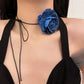 Denim Flower Rose Choker