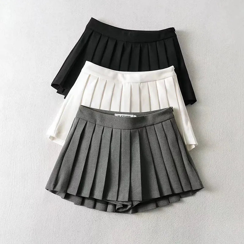 High-Waist Pleated Mini Skirt