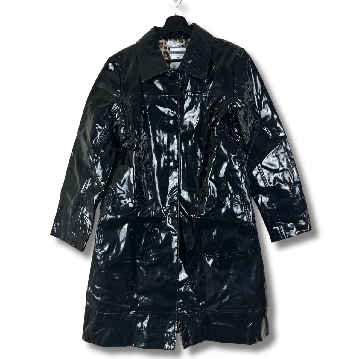 BLACK VINYL TRENCH COAT