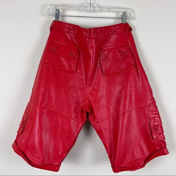 FAUX LEATHER CARGO SHORTS